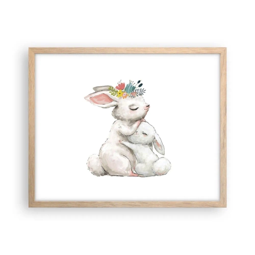 Plakat i ramme af lyst egetræ - Der er intet sted som hos mor - 50x40 cm