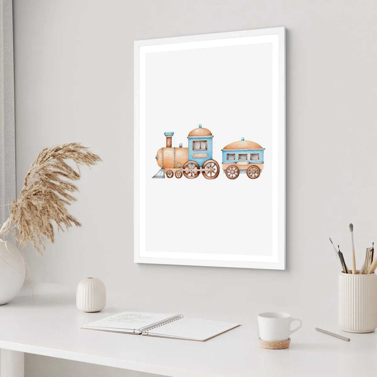 Plakat i hvid ramme - Stående på stationen... - 70x100 cm