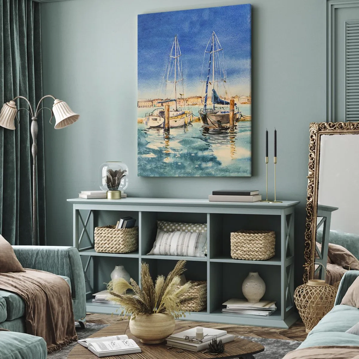 Lærredstryk - Billede på lærred - Solrig lagune - 80x120 cm