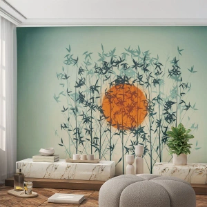 Fototapet på mål Premium Canvas - Japansk sol - Abstraktion, Grafik, Eksotisme