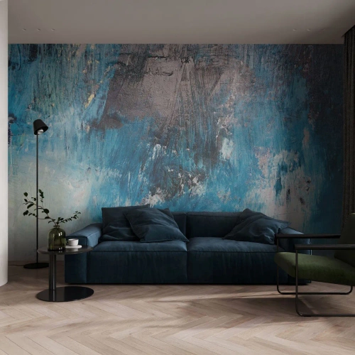Fototapet på mål Premium Sand - Blå rapsodi - Abstraktion, Stykke, Moderne kunst