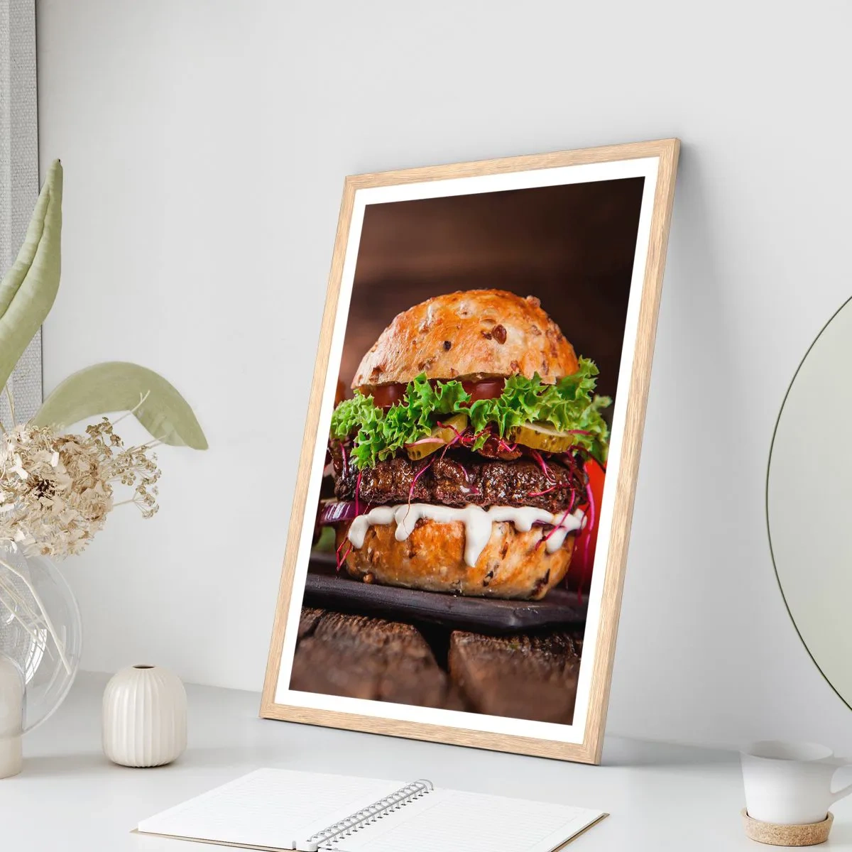 Plakat i ramme af lyst egetræ - American dream - 50x70 cm