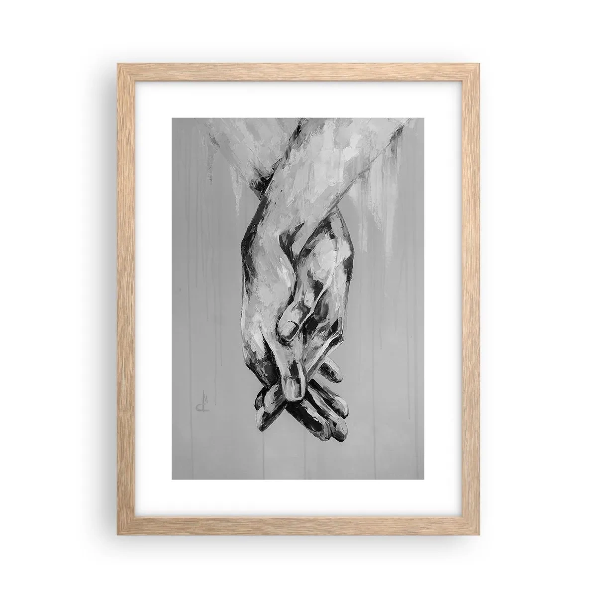 Plakat i ramme af lyst egetræ - Begyndelsen ... - 30x40 cm