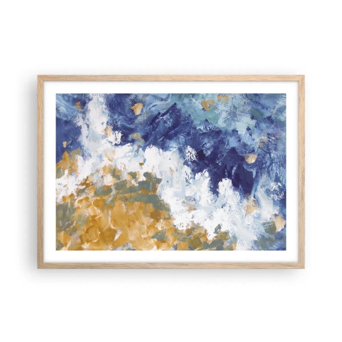 Plakat i ramme af lyst egetræ - Elementernes dans - 70x50 cm