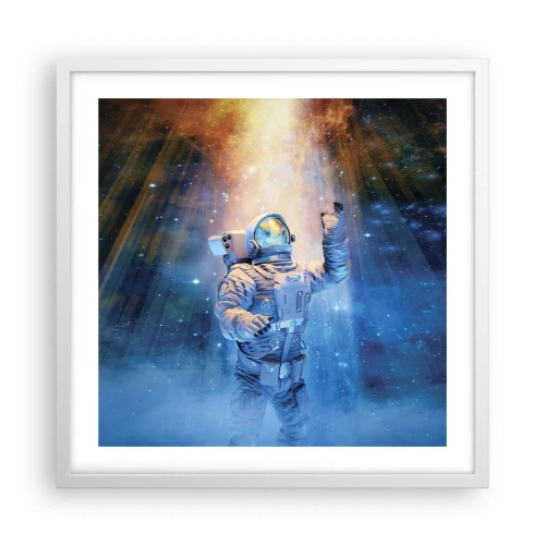 Plakat i hvid ramme - Endelig på destinationen - 50x50 cm