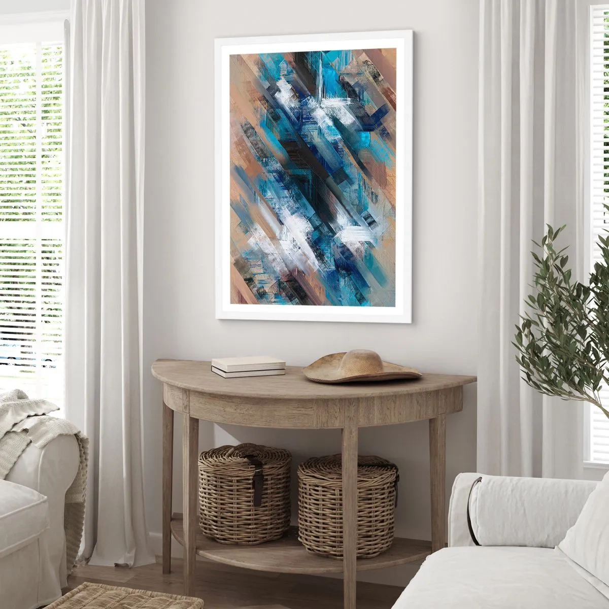 Plakat i hvid ramme - På en blå skråning - 50x70 cm