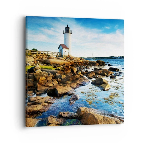 Lærredstryk - Billede på lærred - Vend tilbage med glæde, jeg ser frem til - 40x40 cm