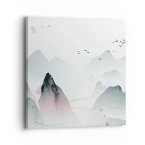 Lærredstryk - Billede på lærred - Over toppene - 30x30 cm