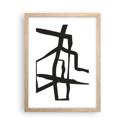 Plakat i ramme af lyst egetræ - Sort og hvid konstruktion - 30x40 cm