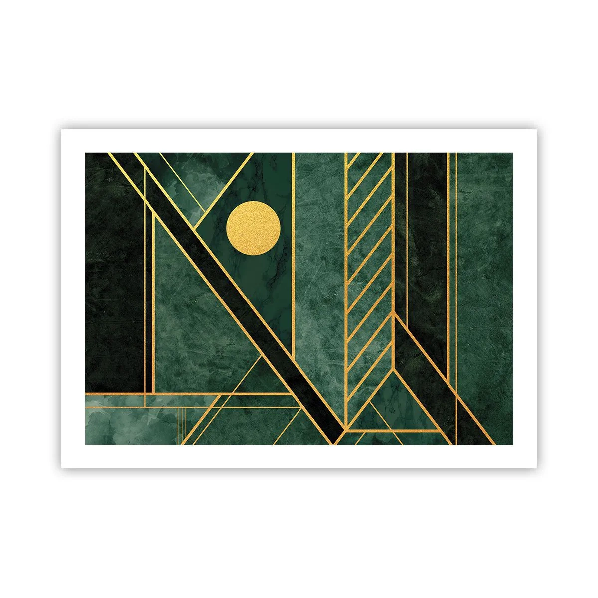 Plakat - Dynamikken i guld og azurblå - 70x50 cm