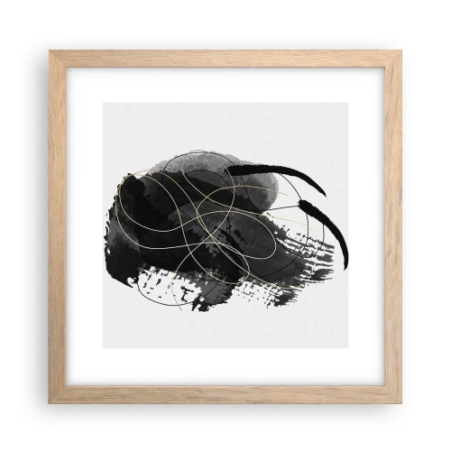 Plakat i ramme af lyst egetræ - Kom frem fra det sorte - 30x30 cm