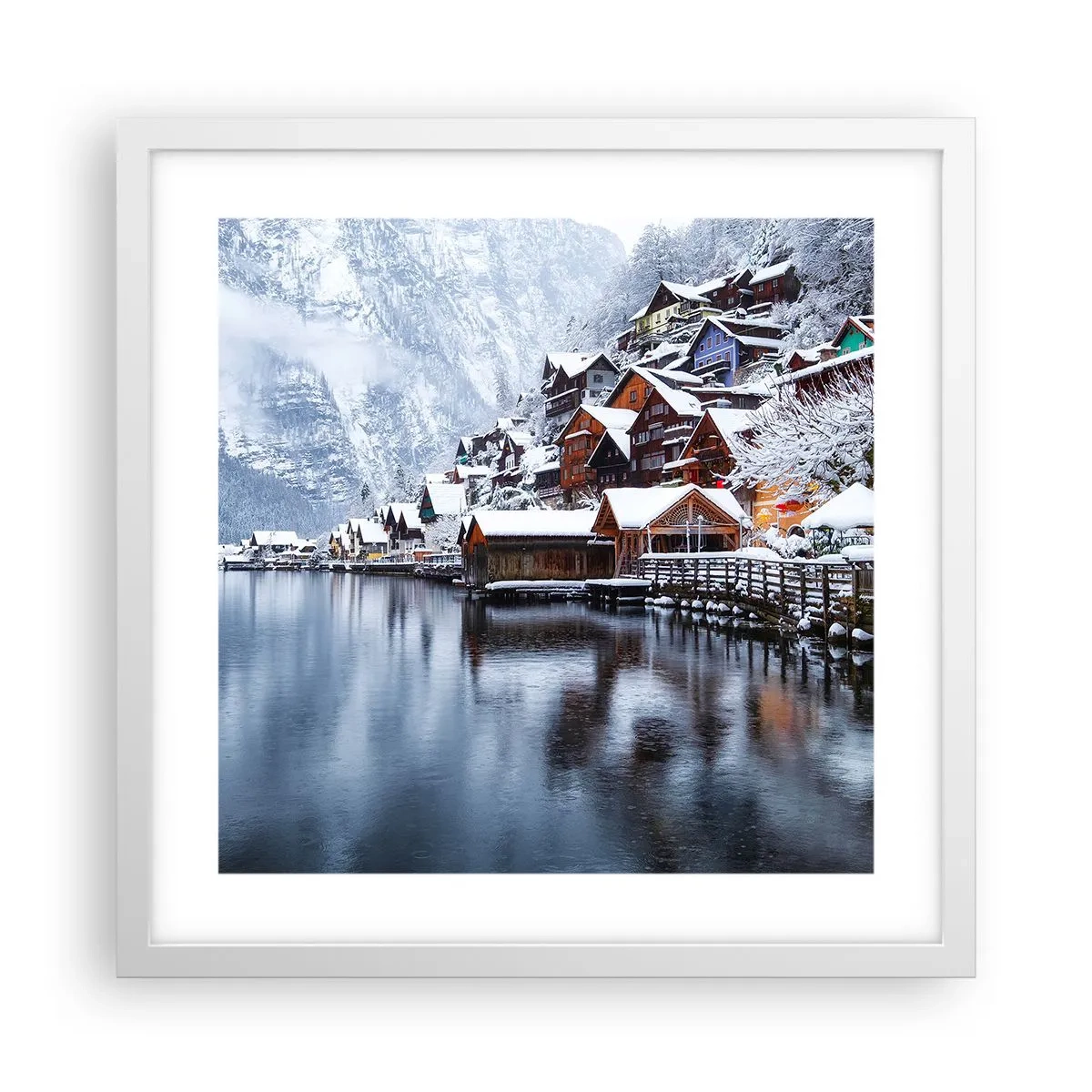 Plakat i hvid ramme - I en vinterdekoration - 40x40 cm