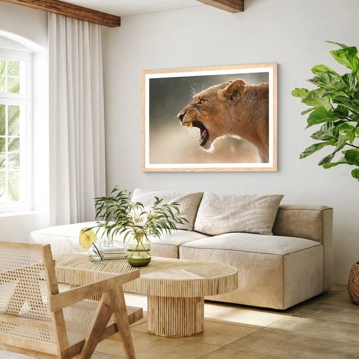 Plakat i ramme af lyst egetræ - Prøv ikke at lytte - 40x30 cm