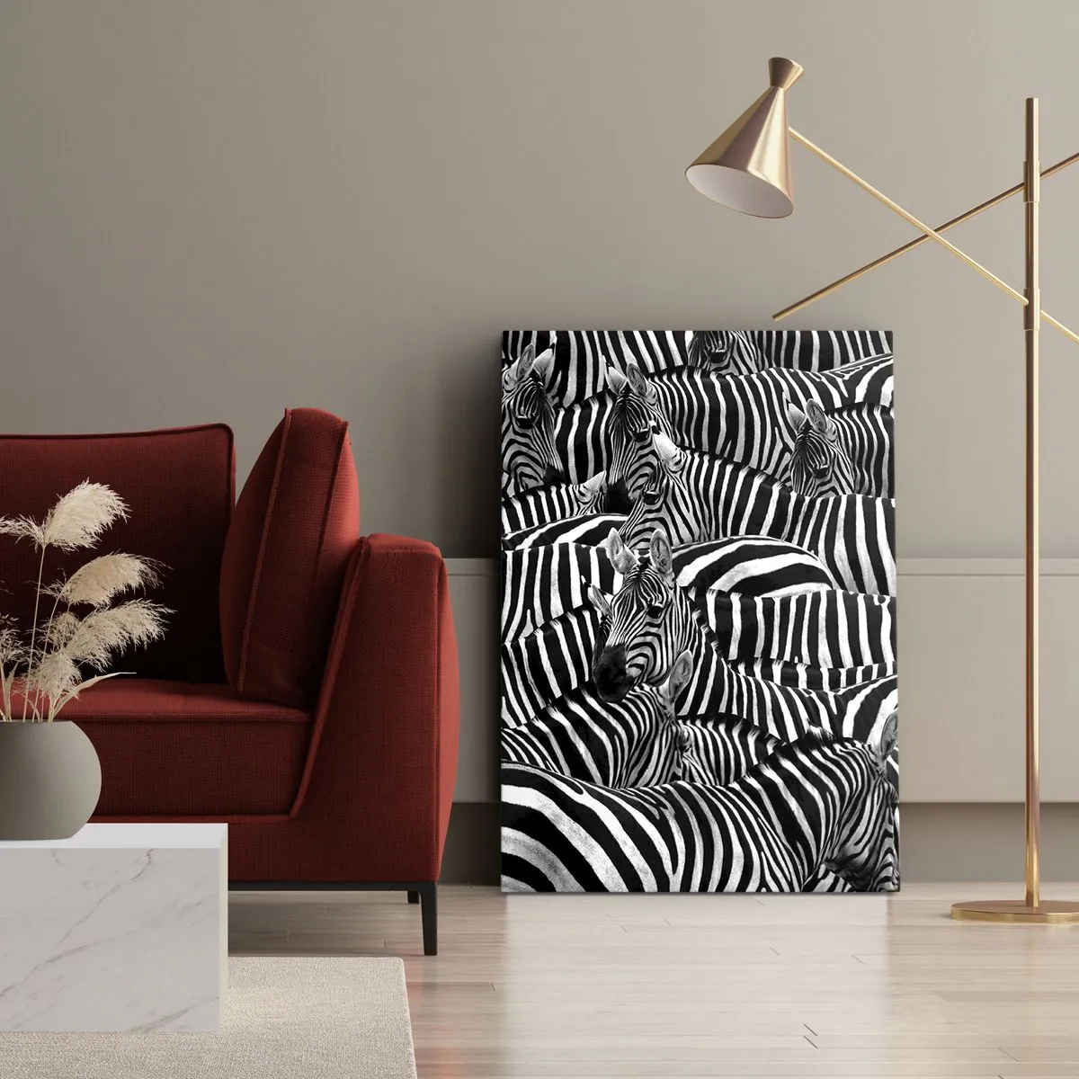 Lærredstryk - Billede på lærred - Stribet gruppeportræt - 50x70 cm