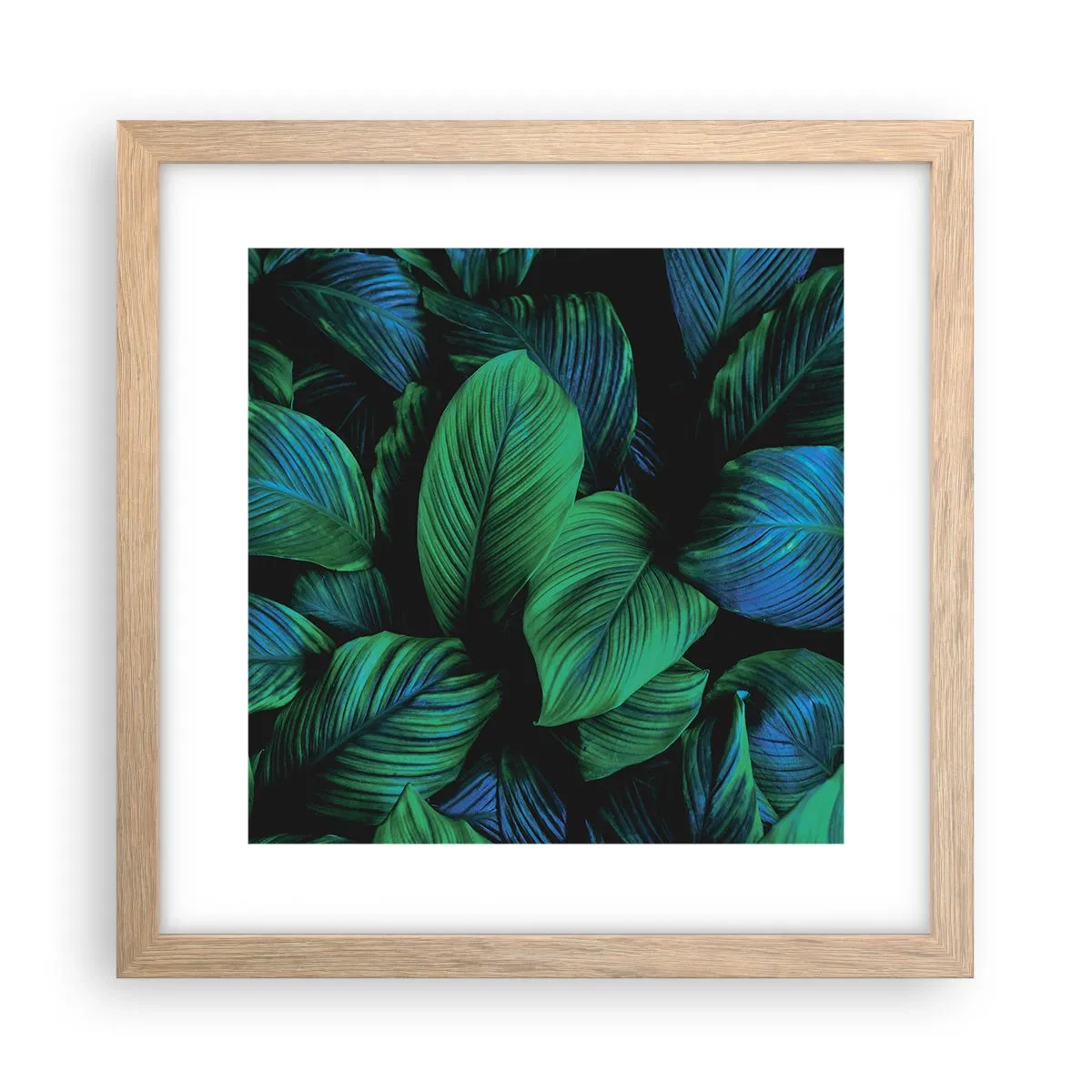 Plakat i ramme af lyst egetræ - I den grønne flok - 30x30 cm