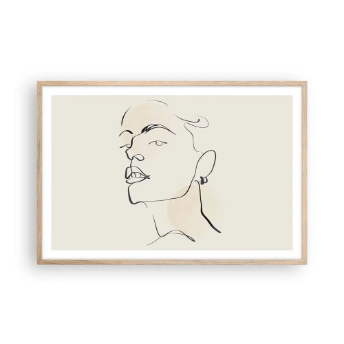 Plakat i ramme af lyst egetræ - Et stolt blik - 91x61 cm