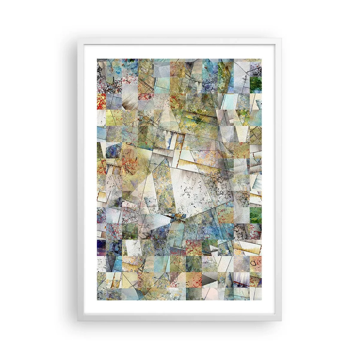 Plakat i hvid ramme - Geometrisk ommøblering - 50x70 cm