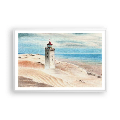 Plakat i hvid ramme - Altid med blikket rettet mod havet - 91x61 cm