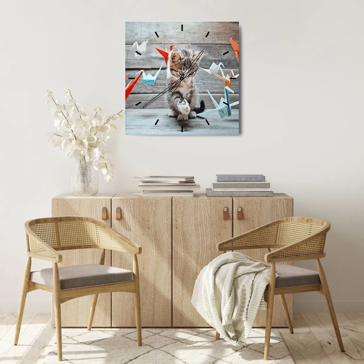 Vægur, Uret - Første lektion - 40x40 cm