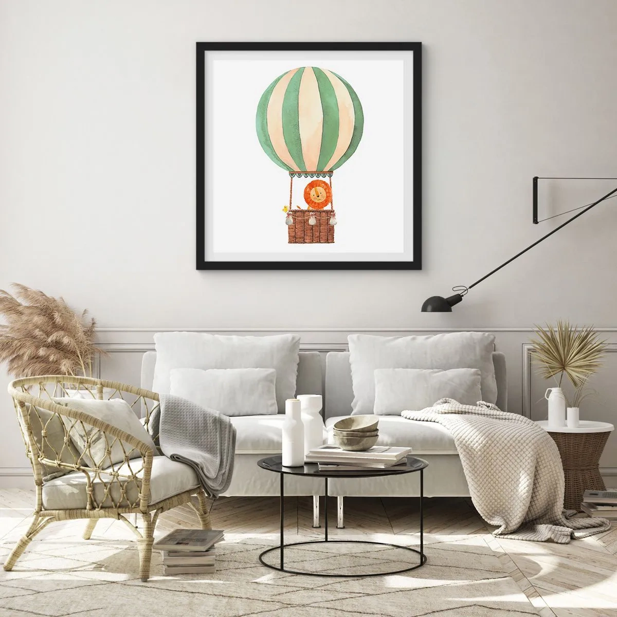 Plakat i sort ramme - Leons rejser - 50x50 cm