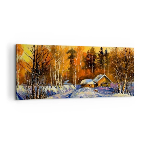 Lærredstryk - Billede på lærred - Vinterindtryk i solen - 100x40 cm