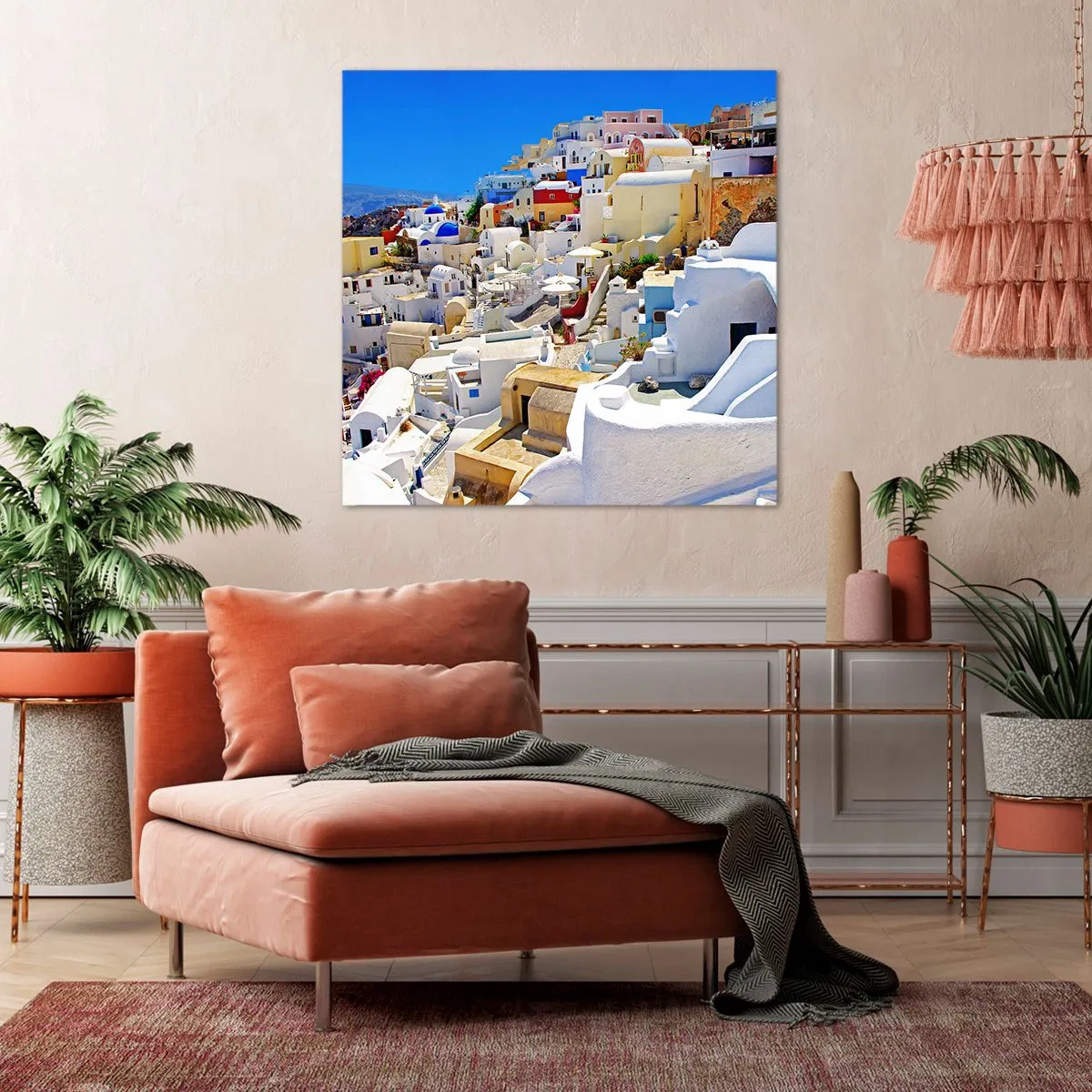 Lærredstryk - Billede på lærred - Drømme om en græsk sommer - 50x50 cm