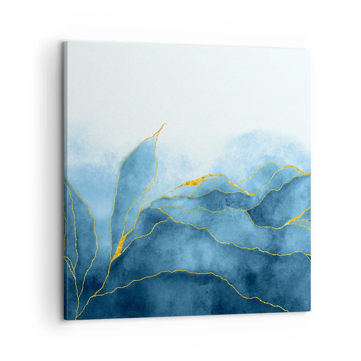 Lærredstryk - Billede på lærred - Blå i guld - 50x50 cm