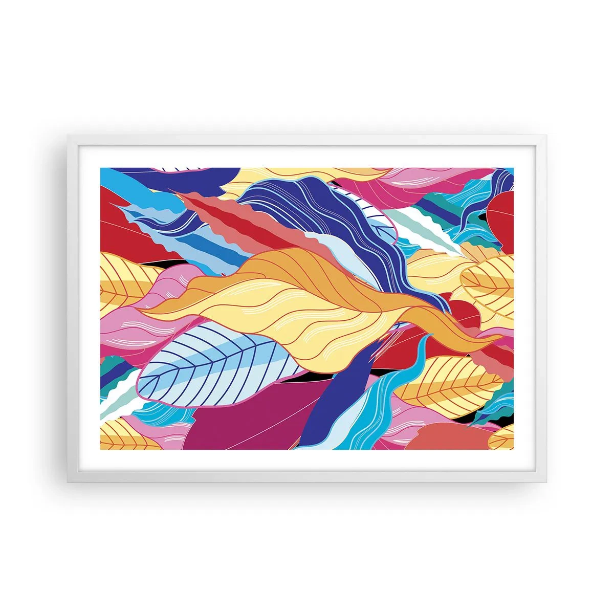 Plakat i hvid ramme - Et farverigt rod - 70x50 cm