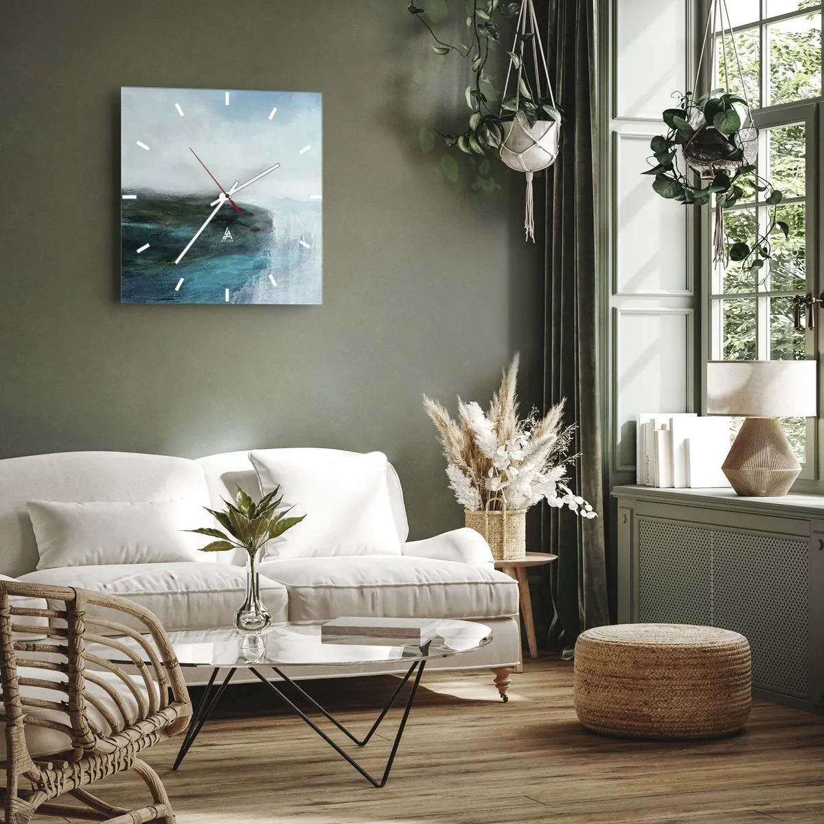 Vægur, Uret - Marin abstraktion - 30x30 cm
