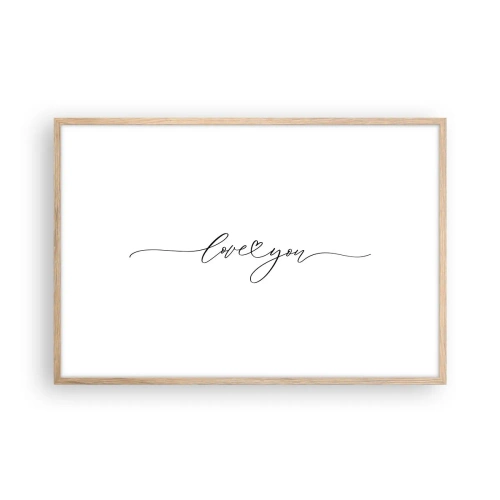 Plakat i ramme af lyst egetræ - Sort og hvid - 91x61 cm