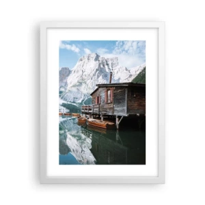 Plakat i hvid ramme - Krystalklar bjergmorgen - 30x40 cm