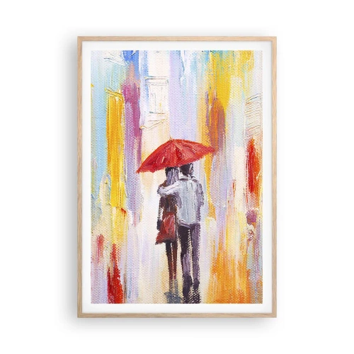 Plakat i ramme af lyst egetræ - Lad det regne  mere - 70x100 cm