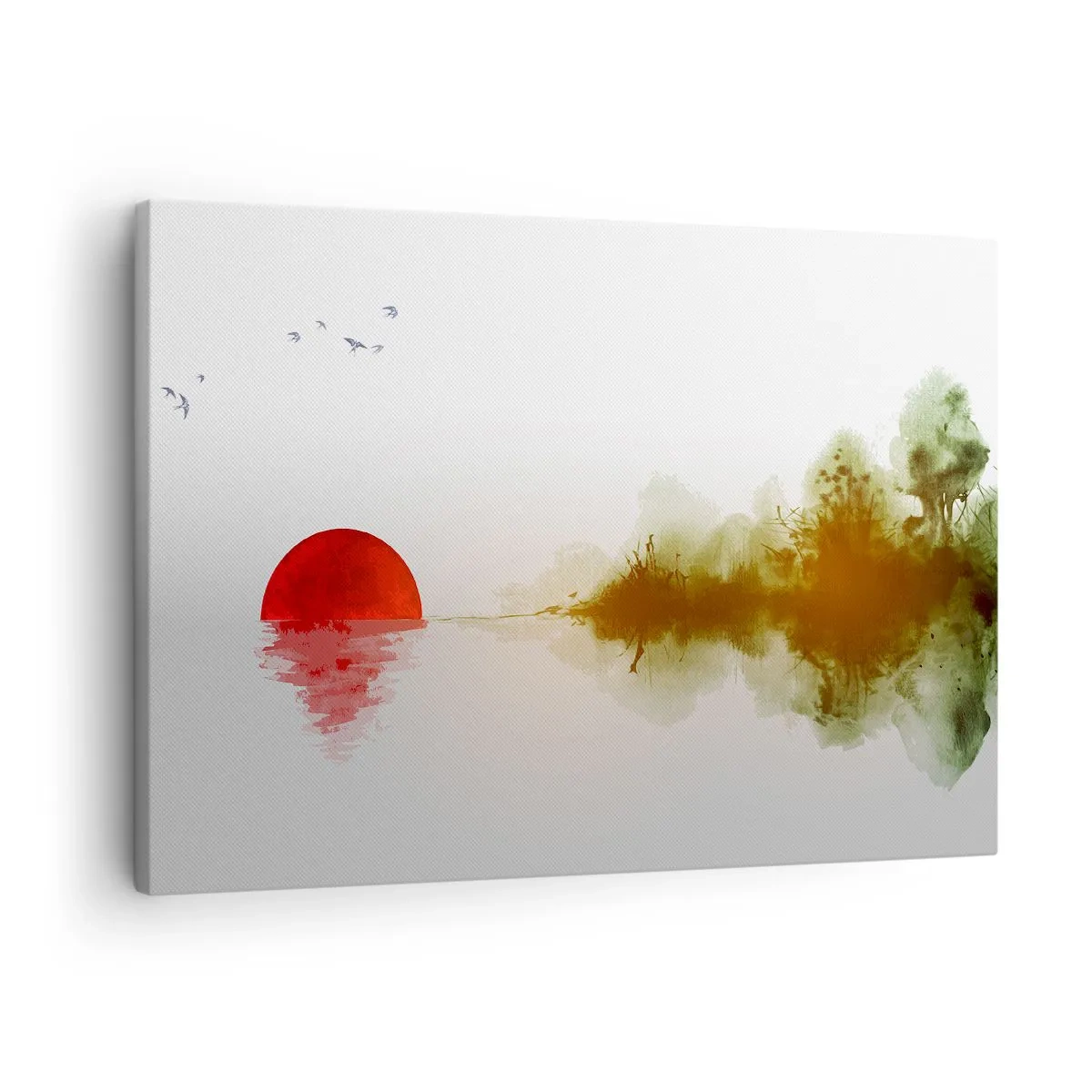 Lærredstryk - Billede på lærred - Abstrakt solnedgang over en sø med refleksion - 70x50cm - Et løfte om fred - Moderne vægdekoration til stue og soveværelse ARTTOR