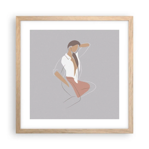 Plakat i ramme af lyst egetræ - Omrids af nåde - 40x40 cm