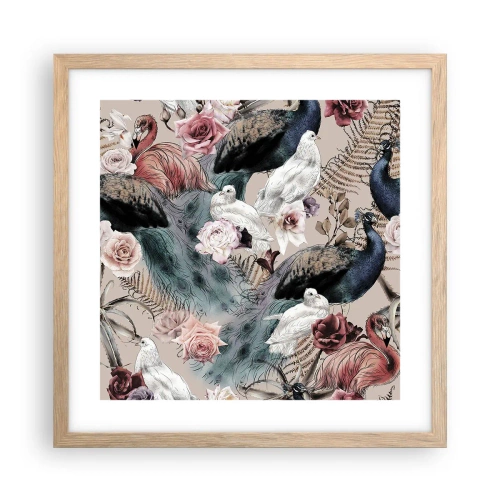 Plakat i ramme af lyst egetræ - I paladsets have - 40x40 cm
