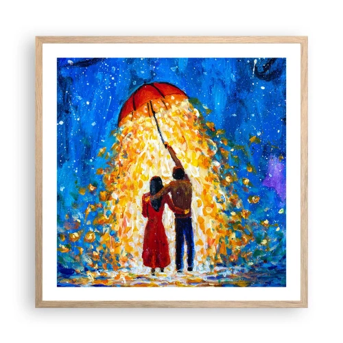 Plakat i ramme af lyst egetræ - Magien ved en regnfuld aften? - 60x60 cm