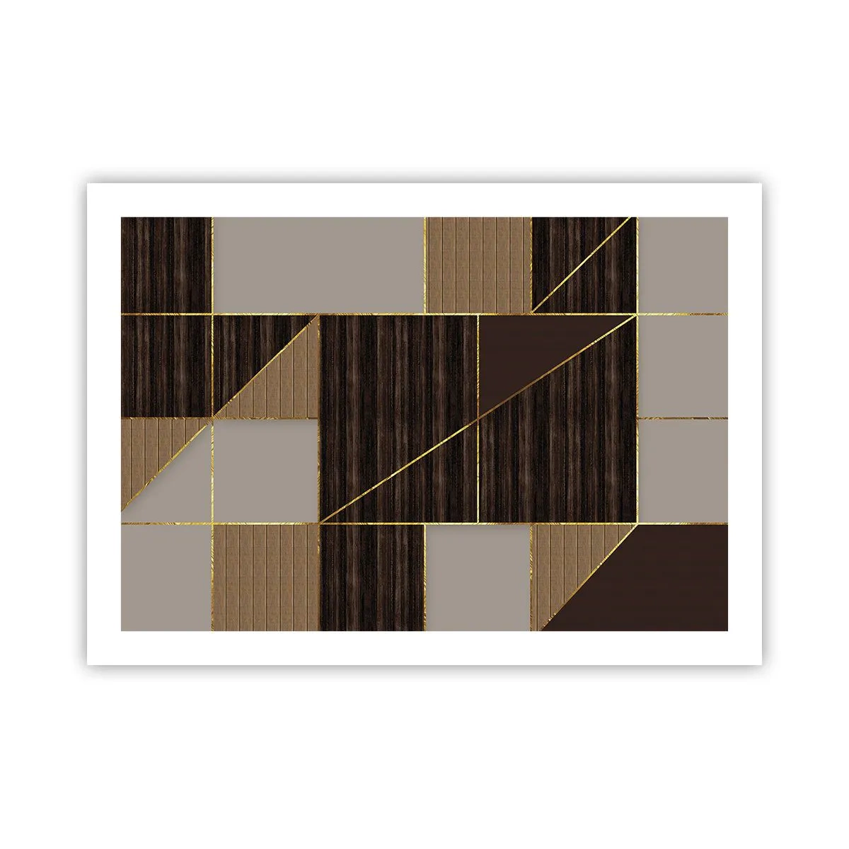 Plakat - En mosaik af brune og gyldne farver - 70x50 cm