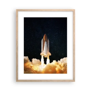 Plakat i ramme af lyst egetræ - Ad astra! - 40x50 cm