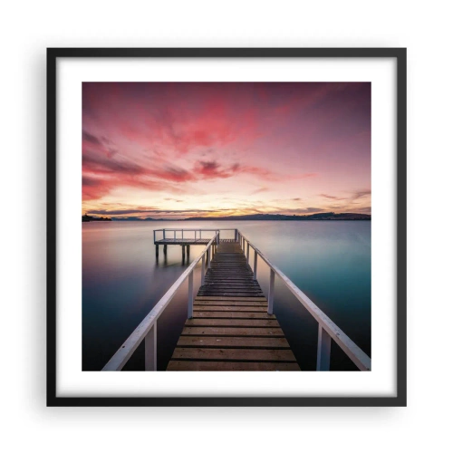 Plakat i sort ramme - Aftenens blide flamme - 50x50 cm