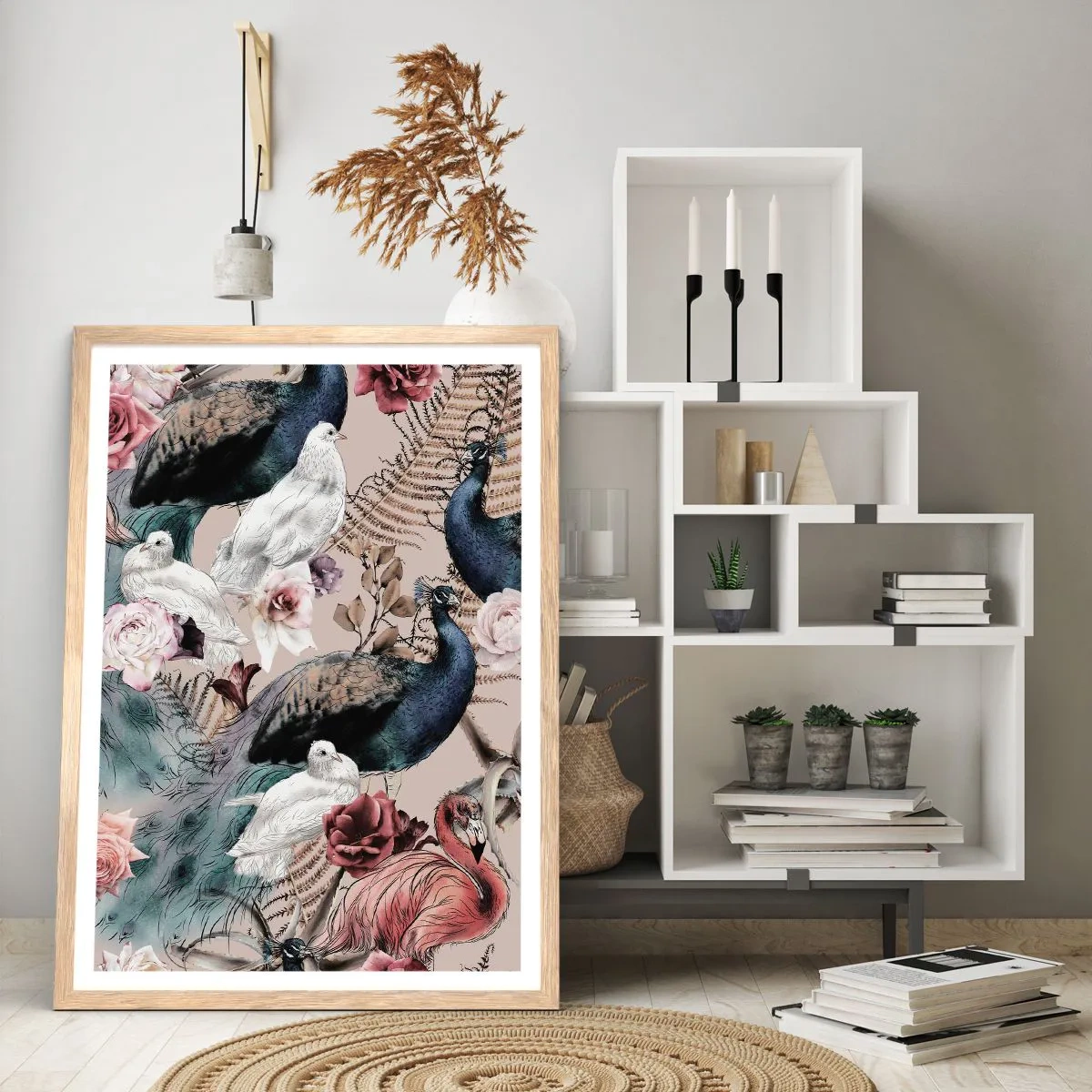 Plakat i ramme af lyst egetræ - I paladsets have - 40x50 cm