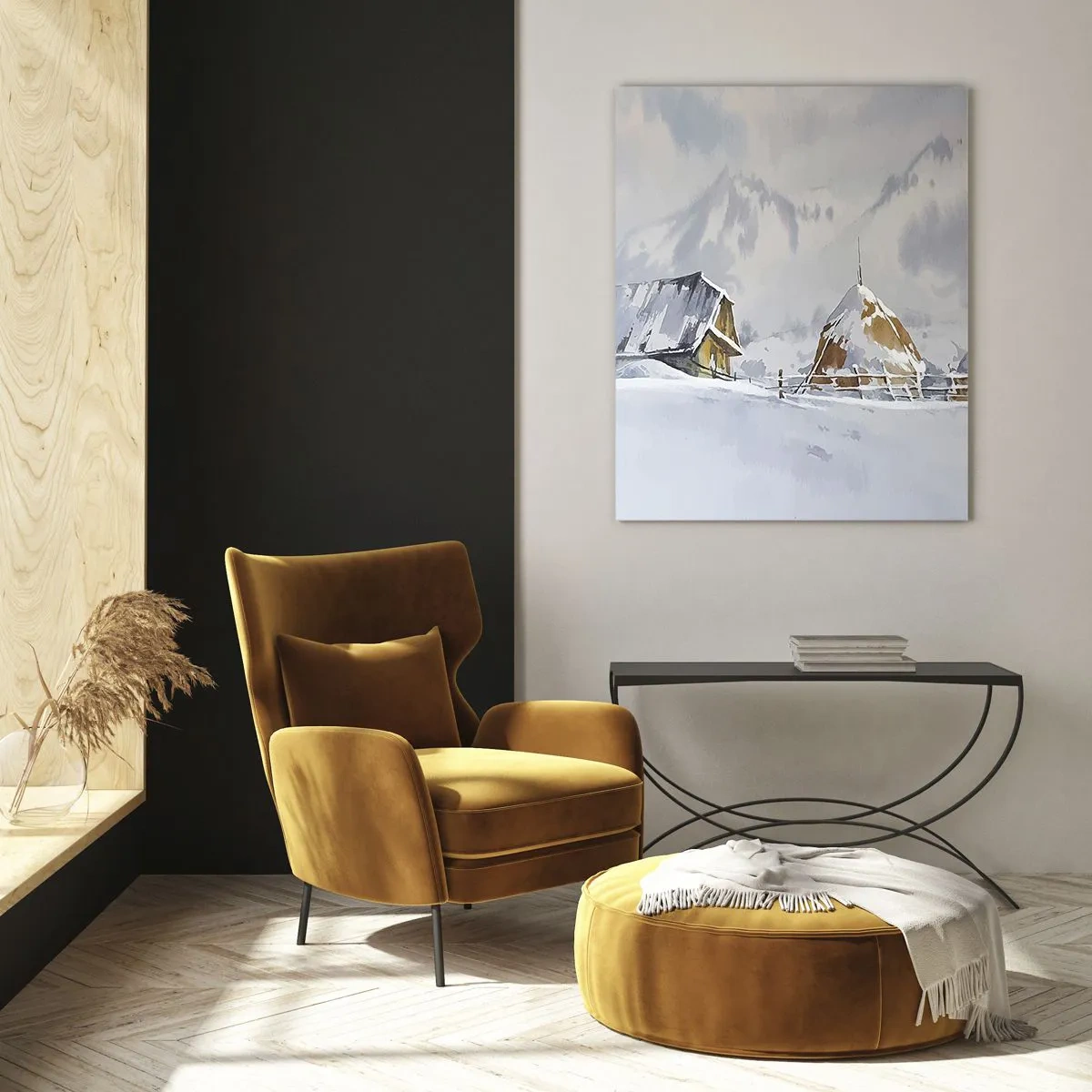 Billede på glas - I en sneklædt dal - 80x120 cm