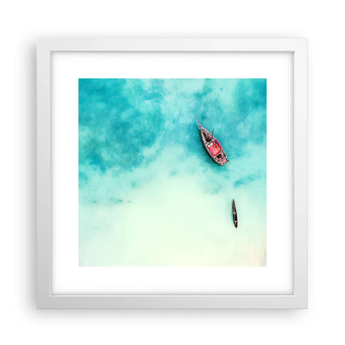 Plakat i hvid ramme - For på Zanzibars strande, når det overskydende vand... - 30x30 cm