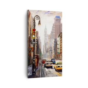 Lærredstryk - Billede på lærred - New York - også farverig i regnvejr - 45x80 cm
