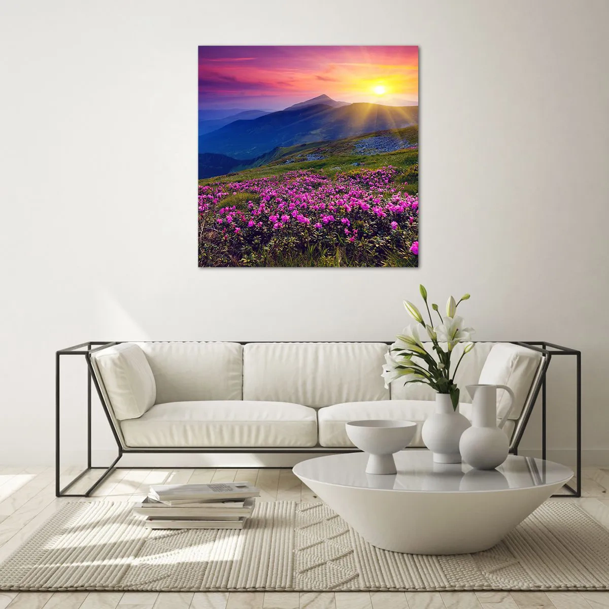 Billede på glas - ... Og rundt omkring dufter det af fyrretræer og krydderurter - 60x60 cm