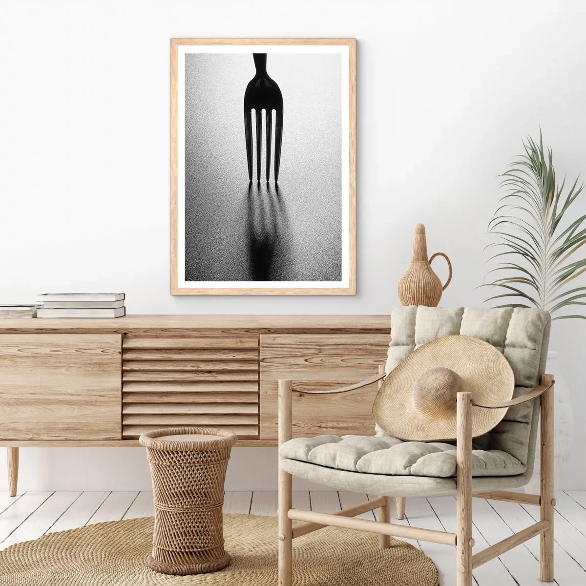 Plakat i ramme af lyst egetræ - Lys og skygge - 70x100 cm