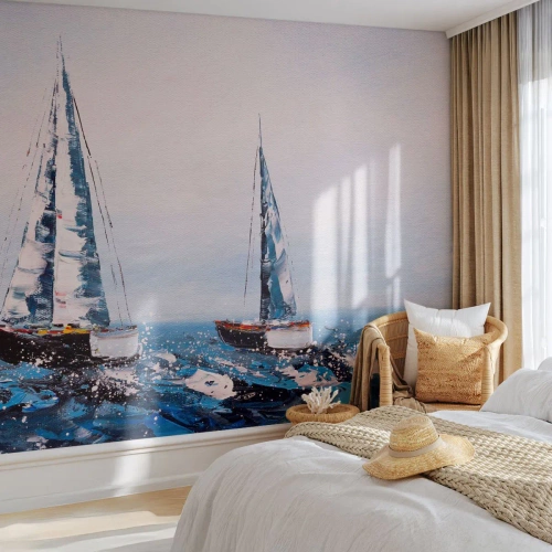 Fototapet Premium Canvas - Vindens broderskab - Sejlbåde, Landskab, Ved havet - 500x350 cm
