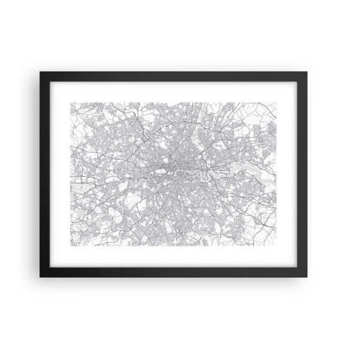 Plakat i sort ramme - Kort over Londons labyrint - 40x30 cm