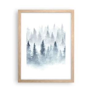 Plakat i ramme af lyst egetræ - Indhyllet i tåge - 30x40 cm