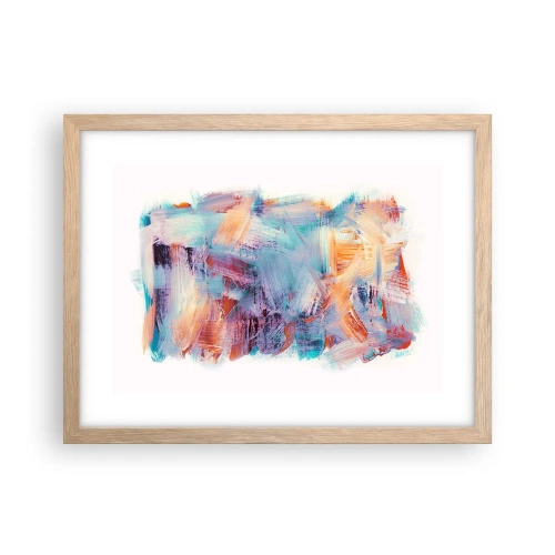 Plakat i ramme af lyst egetræ - Farverigt rod - 40x30 cm