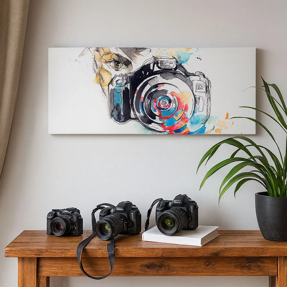 Lærredstryk - Billede på lærred - I linsens øje - 100x40 cm